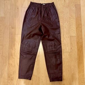 Women's Burgundy Leather Trousers